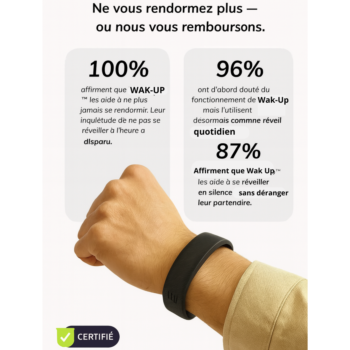 Wak‑Up™ – Le réveil sans bruit, sans stress